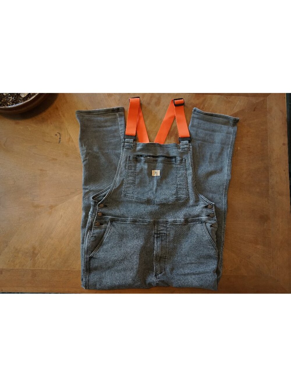 Ripton Superlite Overalls Washed Brown Orange Suspenders Men's Large
